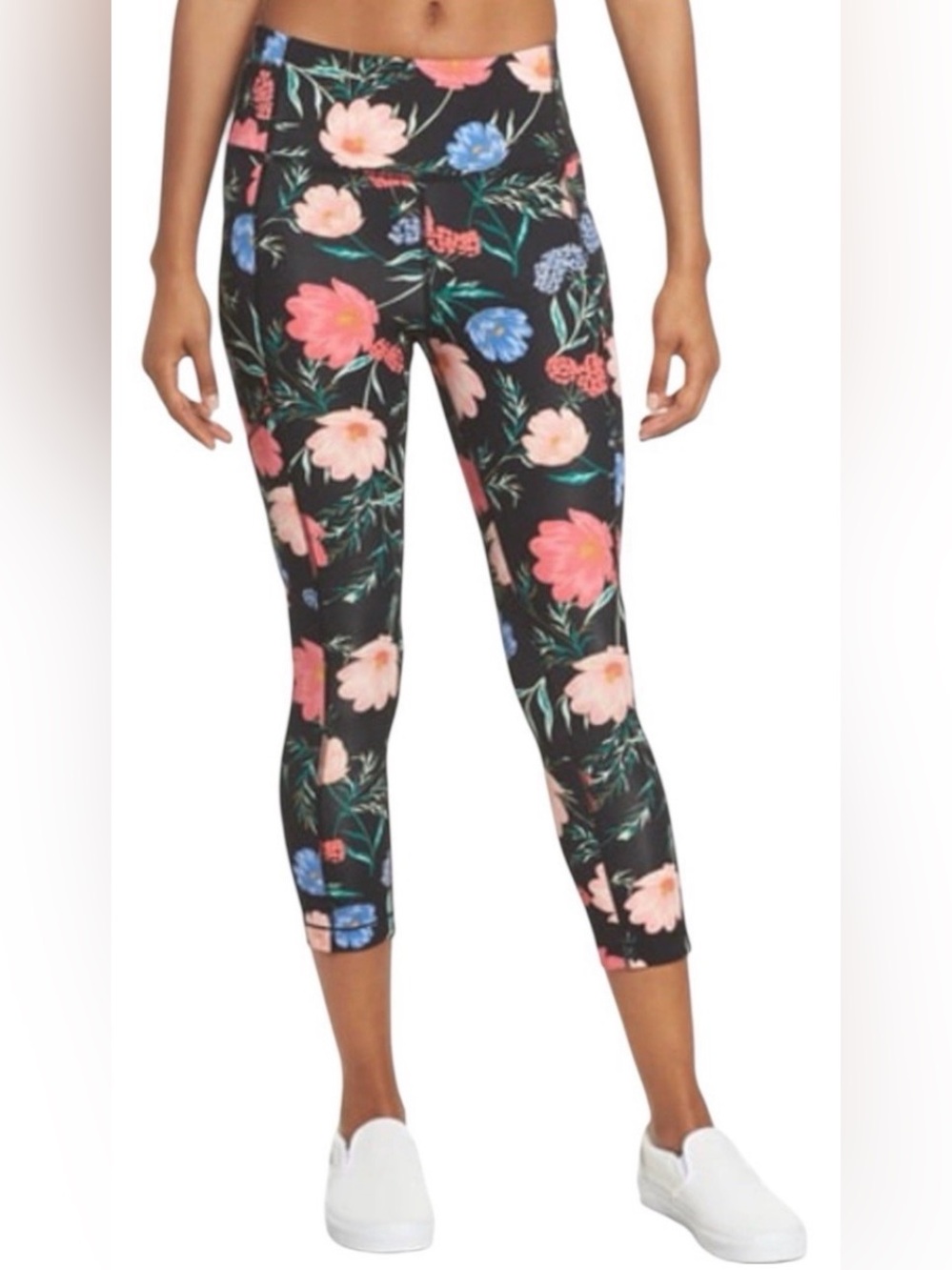 Kate Spade Black Floral Crop Leggings